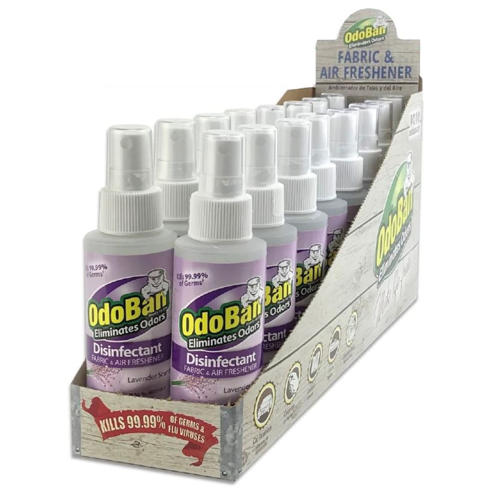 OdoBan Odor Eliminator Disinfectant Spray, Lavender, 4 Oz, Pack Of 16 Bottles