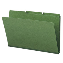 Load image into Gallery viewer, Smead 1/3-Cut Color Pressboard Tab Folders, Legal Size, 50% Recycled, Green, Box Of 25