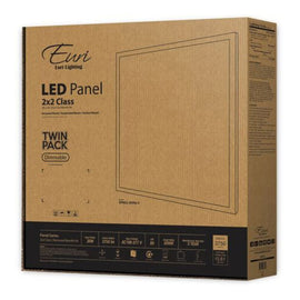 Euri Indoor LED Flat-Panel Fixtures, 2ft x 2ft, 3750 Lumen, 30 Watts, 5000 Kelvin/Daylight, Pack Of 2 Fixtures