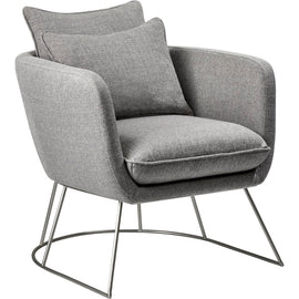 Adesso Stanley Fabric Chair, Brushed Steel/Light Gray