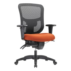 WorkPro 9500XL Series Big & Tall Ergonomic Mesh/Premium Fabric Mid-Back Chair, Black/Tangerine, BIFMA Compliant