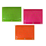 Inkology Mod Daisy Binder Pencil Pouches, 10in x 7-1/2in, Assorted Colors, Pack Of 12 Pouches