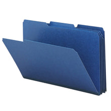 Load image into Gallery viewer, Smead 1/3-Cut Color Pressboard Tab Folders, Legal Size, 50% Recycled, Dark Blue, Box Of 25