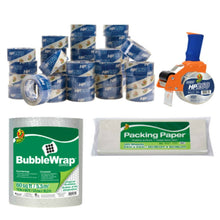Load image into Gallery viewer, Duck Brand BladeSafe Tape Gun &amp; 36 Rolls Of 60ft Bubble Wrap Packaging Bundle, Clear
