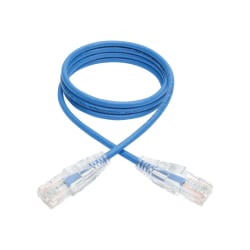 Tripp Lite 3ft Cat6 Gigabit Snagless Molded Slim UTP Patch Cable RJ45 M/M Blue 3ft - First End: 1 x RJ-45 Male Network - Second End: 1 x RJ-45 Male Network - 1 Gbit/s - Patch Cable - 28 AWG - Blue