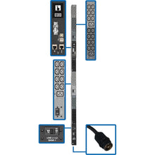 Load image into Gallery viewer, Tripp Lite 14.5kW 3-Phase Monitored PDU, LX Interface, 200/208/240V Outlets (42 C13/6 C19), LCD, Hubbell CS8365C, 3m/10 ft. Cord, 0U 1.8m/70 in. Height, TAA - Power distribution unit (rack-mountable) - 35 A - AC 200/208/240 V - 14.5 kW