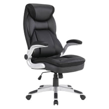 Load image into Gallery viewer, Office Star Ergonomic Leather High-Back Executive Office Chair, Black/Silver