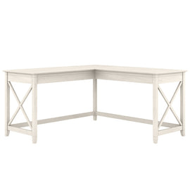 Bush Business Furniture Key West 60inW L-Shaped Corner Desk, Linen White Oak, Standard Delivery