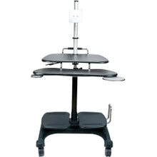 Load image into Gallery viewer, Aidata Sit and Stand Mobile LCD Workstation with Monitor Mount - 53in Height x 25in Width - Black - ABS Plastic
