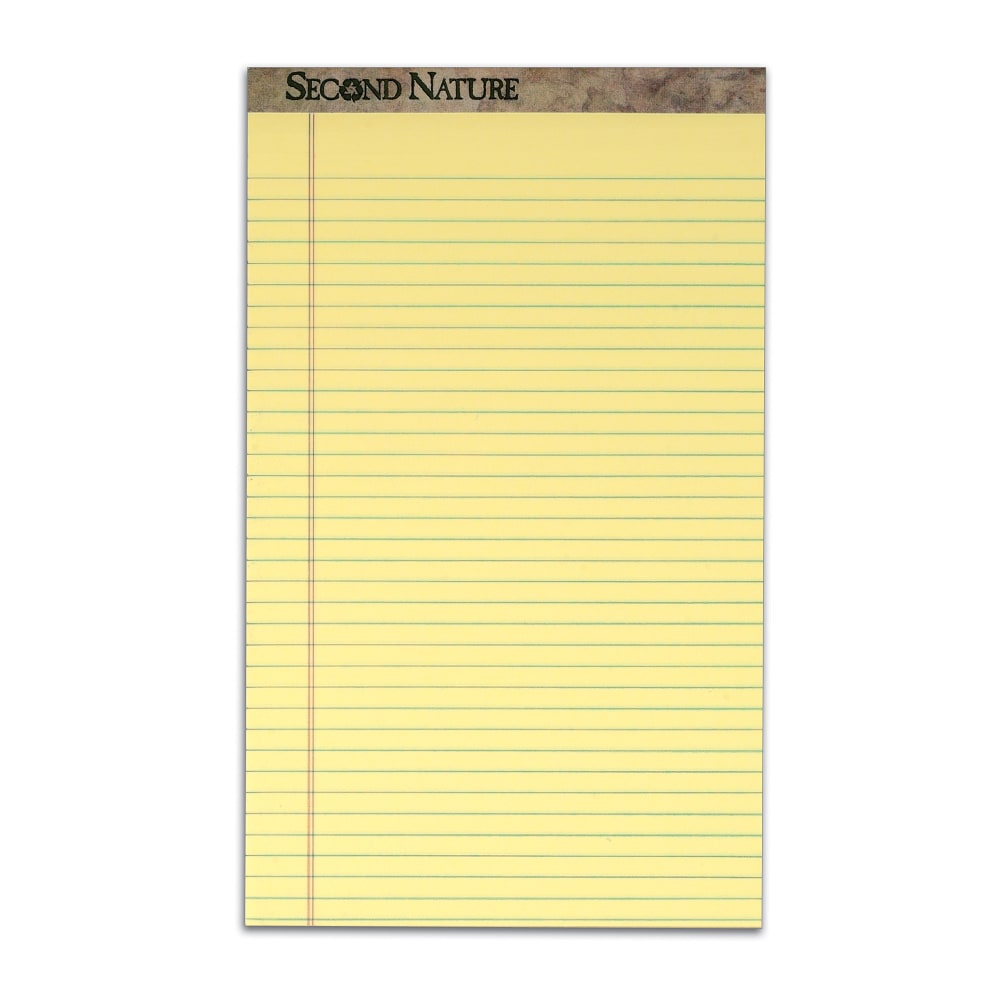 TOPS Second Nature 100% Recycled Writing Pads, 8 1/2in x 14in, Legal Ruled, 50 Sheets, Canary, Pack Of 12 Pads