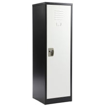 Load image into Gallery viewer, Alpine 1-Tier Steel Lockers, 48inH x 15inW x 15inD, Black/White, Set Of 2 Lockers
