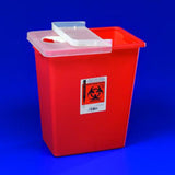 SharpSafety Large Volume Sharps Container, 8 Gallon Capacity, Red, Hinged Lid