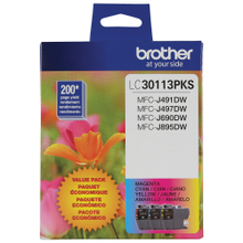 Load image into Gallery viewer, Brother LC3011 Cyan, Magenta, Yellow Ink Cartridges, Pack Of 3, LC30113PKS
