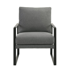 Eurostyle Bettina Fabric Lounge Chair, Matte Black/Charcoal