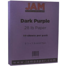 Load image into Gallery viewer, JAM Paper Color Multi-Use Printer &amp; Copy Paper, Dark Purple, Letter (8.5in x 11in), 50 Sheets Per Pack, 28 Lb