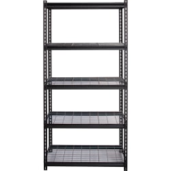 Lorell Wire Deck Shelving - 72in Height x 36in Width x 18in Depth - Recycled - Black - Steel - 1Each