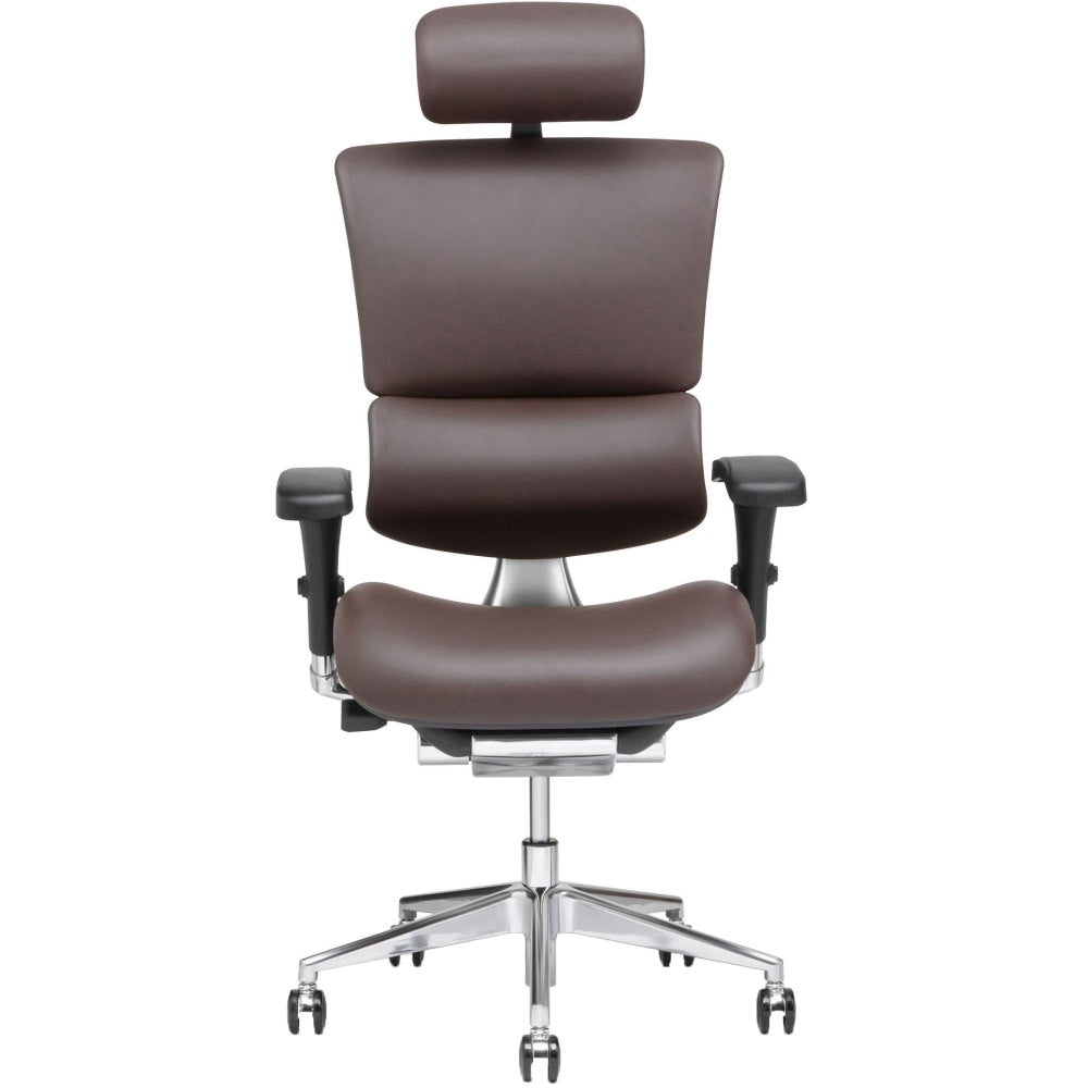 X-Chair X4 Ergonomic Bonded Leather High-Back Task Chair With Headrest, Brown