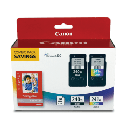 Canon PG-240XL Black/CL-241XL ChromaLife 100 Tri-Color High-Yield Ink Cartridges And Paper, Pack Of 2, 5206B005