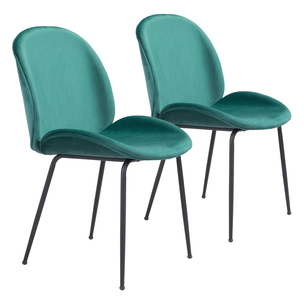 Zuo Modern Miles Dining Chairs, Green/Black, Set Of 2 Chairs