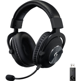 Logitech PRO X Wireless Lightspeed Gaming Headset - Stereo - Wireless - 49.2 ft - 32 Ohm - 20 Hz - 20 kHz - Over-the-head - Binaural - Circumaural - Cardioid, Uni-directional, Electret, Condenser Microphone - Black