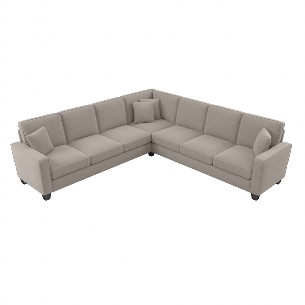Bush Furniture Stockton 111inW L-Shaped Sectional Couch, Beige Herringbone, Standard Delivery