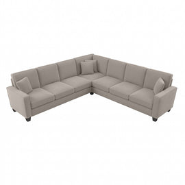 Bush Furniture Stockton 111inW L-Shaped Sectional Couch, Beige Herringbone, Standard Delivery