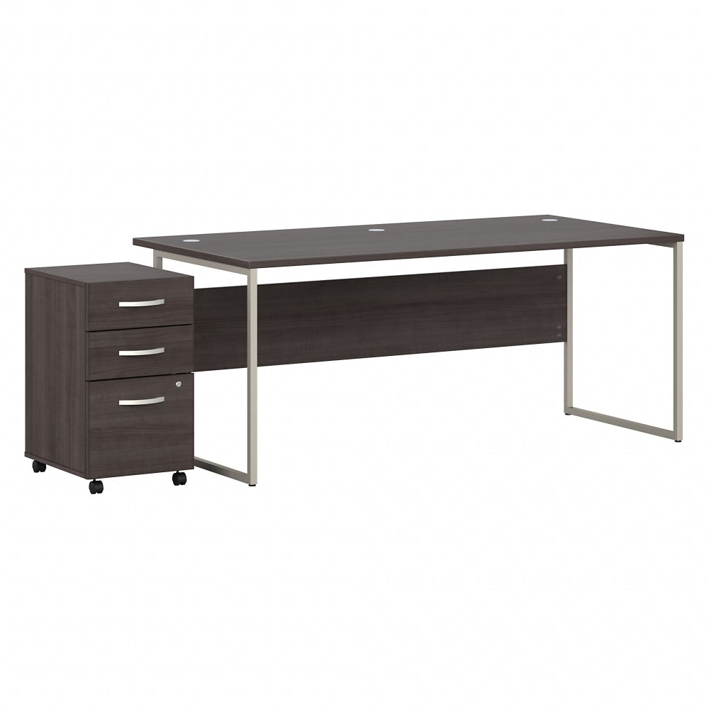 Bush Business Furniture Hybrid 72inW x 36inD Computer Table Desk With 3-Drawer Mobile File Cabinet, Storm Gray, Standard Delivery