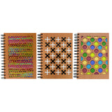 Inkology Laser Cut Journals, 5-7/8in x 8-1/4in, College Ruled, 192 Pages (96 Sheets), Multicolor Wood, Pack Of 6 Journals