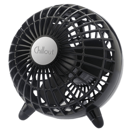 Chillout USB/AC Adapter Personal Fan, Black, 6inDiameter, 1 Speed