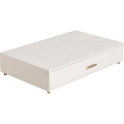 U Brands Juliet Collection Monitor Stand - 20 lb Load Capacity - 16.5in Height x 10.3in Width x 3.5in Depth - Desktop, Table - Pine Wood, Brass - White