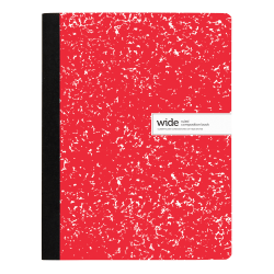 Office Depot Brand Composition Notebook, 9-3/4in x 7-1/2in, Wide Ruled, 100 Sheets, Red/White