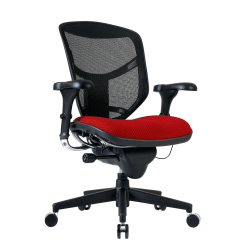 WorkPro Quantum 9000 Series Ergonomic Mesh/Premium Fabric Mid-Back Chair, Black/Cherry, BIFMA Compliant