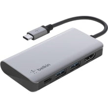 Load image into Gallery viewer, Belkin USB-C 4-in-1 Multiport Adapter, Laptop Docking Station, 2x USB-A 3.0, 4k HDMI, 100W Power Delivery - USB Type C - USB Type-C - Wired