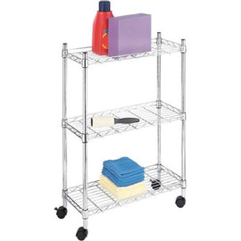 Whitmor Laundry Cart - 3 Shelf - Steel - 22.5in Width x 9.1in Depth x 31.8in Height - Chrome