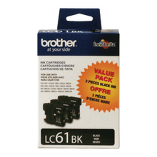 Load image into Gallery viewer, Brother LC61 Black Ink Cartridges, Pack Of 3, LC61BK3PKS