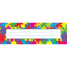 Load image into Gallery viewer, TREND Desk Toppers Name Plates, 2 7/8in x 9 1/2in, Jigsaw, 36 Name Plates Per Pack, Bundle Of 12 Packs