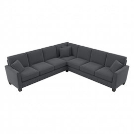Bush Furniture Flare L-Shaped Sectional Couch, 35-3/4inH x 111-1/16inW x 111-1/16inD, Dark Gray Microsuede Fabric, Standard Delivery