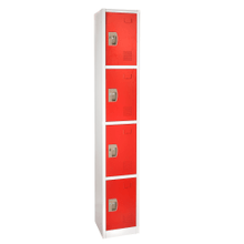 Load image into Gallery viewer, Alpine AdirOffice 4-Tier Steel Locker, 72inH x 12inW x 12inD, Red