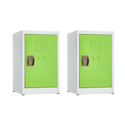 Alpine AdriOffice 1-Tier Steel Lockers, 24inH x 15inW x 15inD, Green, Set Of 2 Lockers