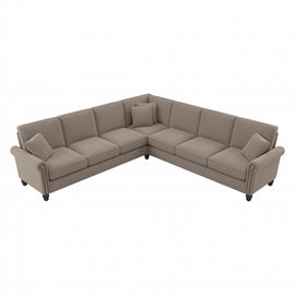 Bush Furniture Coventry 111inW L-Shaped Sectional Couch, Tan, Standard Delivery
