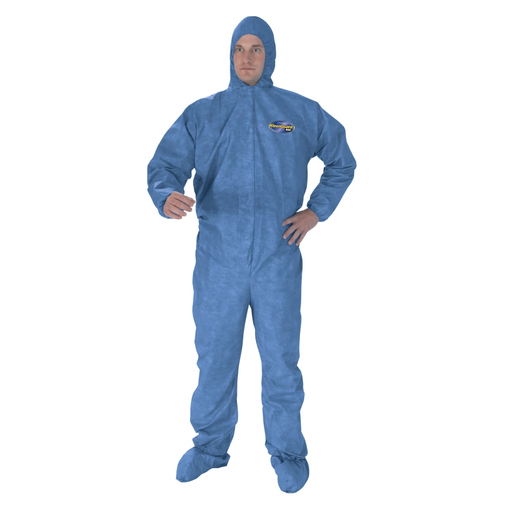 Kimberly-Clark Professional A60 Hooded And Booted Coveralls With Elastic Wrists, 3XL, Blue, Pack Of 20