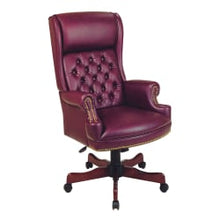 Load image into Gallery viewer, Office Star Traditional Ergonomic High-Back Chair With Built-In Headrest, Oxblood Burgundy/Mahogany