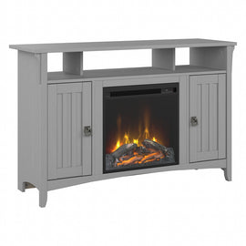 Bush Furniture Salinas Tall Electric Fireplace TV Stand For 55in TVs, Cape Cod Gray, Standard Delivery