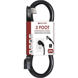 DE Surge Standard Power Cord - For Computer, Monitor, Printer, Scanner - 125 V AC13 A - Black - 3 ft Cord Length - 2