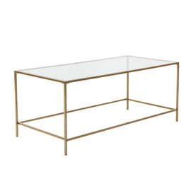 Eurostyle Arvi Coffee Table, 18-1/8inH x 43-1/3inW x 20-7/8inD, Brass/Clear