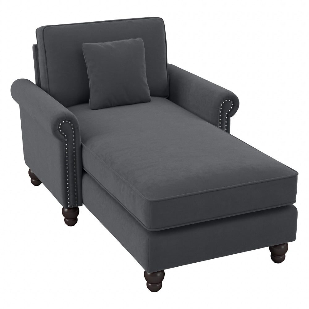 Bush Furniture Coventry Chaise Lounge With Arms, Dark Gray, Standard Delivery