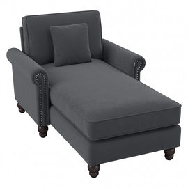 Bush Furniture Coventry Chaise Lounge With Arms, Dark Gray, Standard Delivery