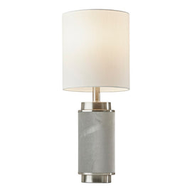 Adesso Marsha Table Lamp, 22inH, White Shade/Brushed Steel And Gray Base