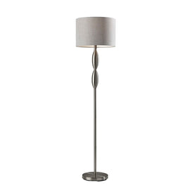 Adesso Lance Floor Lamp, 60-1/2inH, Light Gray/White Shade/Brushed Steel Base
