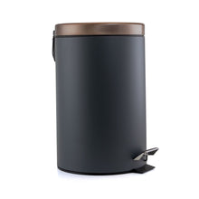 Load image into Gallery viewer, Elama Round Aluminum Pedal Trash Bin, 5.3 Qt, Gray/Copper